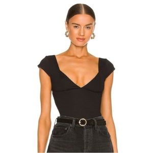Free People Black Cap Sleeve Top